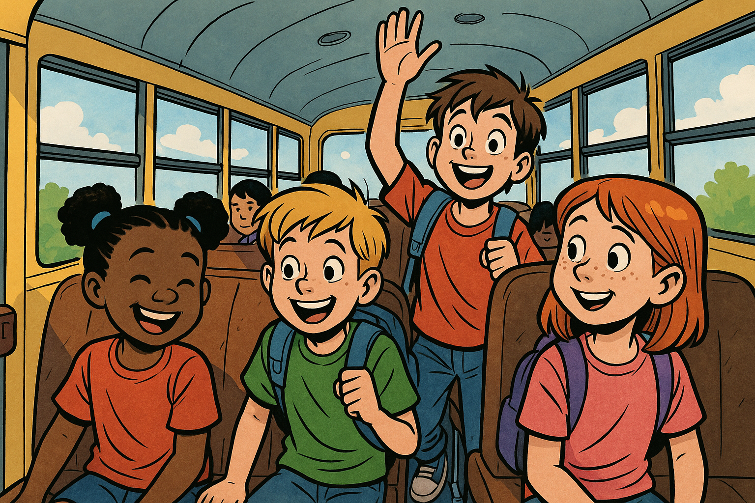 kids on a school bus heading to a field trip-2