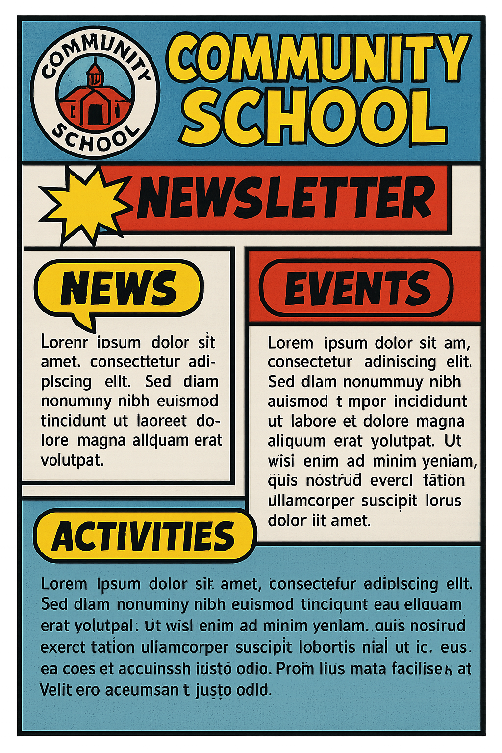 newsletter layout with community school logo in the header